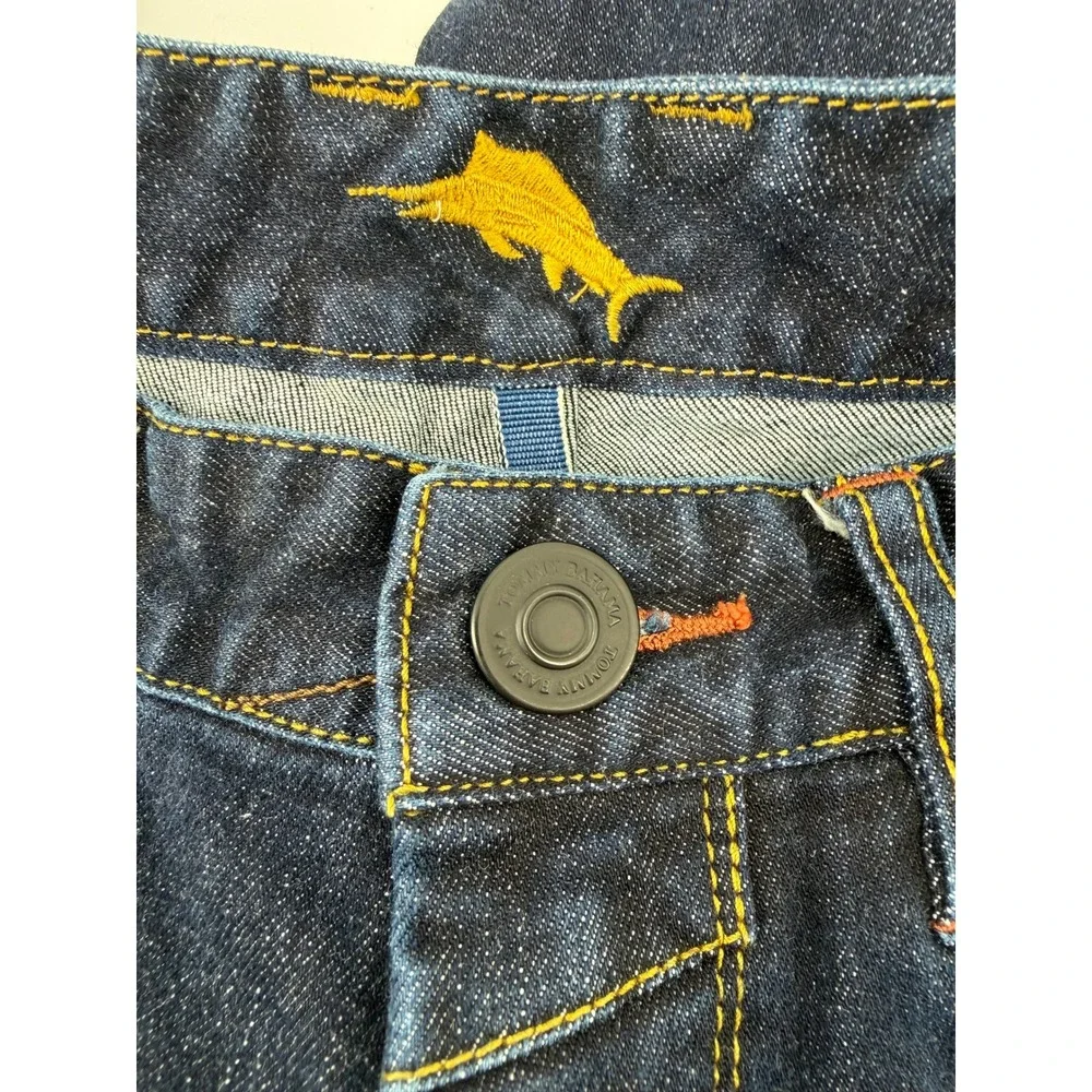 Tommy Bahama Mens 33x32 Vintage Straight Jeans Dark Wash Indigo Blue Denim